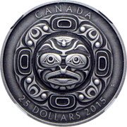 Canada 25 Dollars Singing Moon Mask. Antiqued 2015 Proof KM# 1870.3 CANADA 25 DOLLARS 2015 AE coin reverse Canada 25 Dollars Singing Moon Mask. Antiqued 2015 Proof KM# 1870.3 CANADA 25 DOLLARS 2015 AE coin reverse