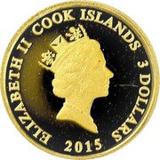 Cook Islands 3 Dollars Peanuts. Elizabeth II 2015  ELIZABETH II COOK ISLANDS 3 DOLLARS RDM 2015 coin obverse