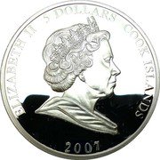 Cook Islands 5 Dollars 1968 Comeback Concert 2007  Proof ELIZABETH II 5 DOLLARS COOK ISLANDS 2007 coin obverse Cook Islands 5 Dollars 1968 Comeback Concert 2007  Proof ELIZABETH II 5 DOLLARS COOK ISLANDS 2007 coin obverse