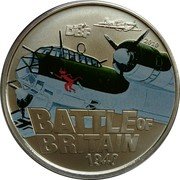 Cook Islands 5 Dollars Battle of Britain. Dornier Do 17 2010 Proof BATTLE OF BRITAIN 1940 2010 DBF coin reverse