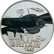 Cook Islands 5 Dollars Battle of Britain. Junker Ju 88 2010 Proof BATTLE OF BRITAIN 1940 2010 DBF coin reverse