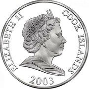 Cook Islands 5 Dollars Elizabeth II 10th Football World Champion 1974 Germany 2003  Proof ELIZABETH II COOK ISLANDS 2003 coin obverse Cook Islands 5 Dollars Elizabeth II 10th Football World Champion 1974 Germany 2003  Proof ELIZABETH II COOK ISLANDS 2003 coin obverse