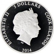 Cook Islands 5 Dollars Elizabeth II 81st Birthday of the Emperor 2014  Proof ELIZABETH II 5 DOLLARS COOK ISLANDS IRB 2014 coin obverse