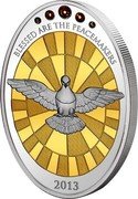 Cook Islands 5 Dollars Elizabeth II Alabaster Window 2013  Proof BLESSED ARE THE PEACEMAKERS 2013 coin reverse