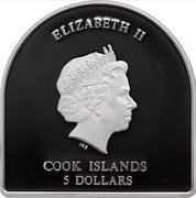 Cook Islands 5 Dollars (Elizabeth II Church of Nativity) ELIZABETH II IRB COOK ISLANDS 5 DOLLARS coin obverse