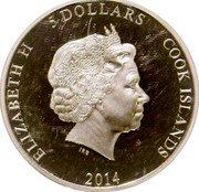 Cook Islands 5 Dollars (Elizabeth II Coronation) ELIZABETH II 5 DOLLARS COOK ISLANDS IRB 2014 coin obverse