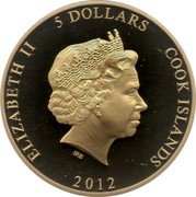 Cook Islands 5 Dollars Elizabeth II Diamond Jubilee 2012 Prooflike ELIZABETH II 5 DOLLARS COOK ISLANDS IRB 2012 coin obverse Cook Islands 5 Dollars Elizabeth II Diamond Jubilee 2012 Prooflike ELIZABETH II 5 DOLLARS COOK ISLANDS IRB 2012 coin obverse