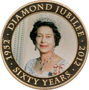Cook Islands 5 Dollars Elizabeth II Diamond Jubilee 2012 Prooflike 1952 DIAMOND JUBILEE 2012 SIXTY YEARS coin reverse Cook Islands 5 Dollars Elizabeth II Diamond Jubilee 2012 Prooflike 1952 DIAMOND JUBILEE 2012 SIXTY YEARS coin reverse