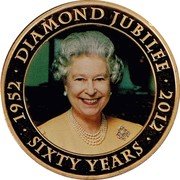 Cook Islands 5 Dollars Elizabeth II Diamond Jubilee. Yellow dress 2012  Prooflike 1952 DIAMOND JUBILEE 2012 SIXTY YEARS coin reverse Cook Islands 5 Dollars Elizabeth II Diamond Jubilee. Yellow dress 2012  Prooflike 1952 DIAMOND JUBILEE 2012 SIXTY YEARS coin reverse