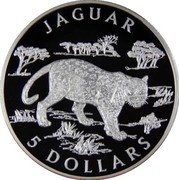 Cook Islands 5 Dollars Elizabeth II Jaguar 2002  JAGUAR 5 DOLLARS coin reverse