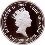 Cook Islands 5 Dollars Elizabeth II Miffy 2005 Proof ELIZABETH II 2005 COOK ISLANDS RDM 5 OZ. 999 SILVER coin obverse Cook Islands 5 Dollars Elizabeth II Miffy 2005 Proof ELIZABETH II 2005 COOK ISLANDS RDM 5 OZ. 999 SILVER coin obverse
