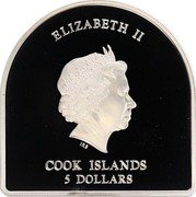 Cook Islands 5 Dollars (Elizabeth II Our Lady of Montserrat) ELIZABETH II IRB COOK ISLANDS 5 DOLLARS coin obverse Cook Islands 5 Dollars (Elizabeth II Our Lady of Montserrat) ELIZABETH II IRB COOK ISLANDS 5 DOLLARS coin obverse