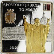 Cook Islands 5 Dollars Elizabeth II Papal Visit to Malta 2010  Proof APOSTOLIC JOURNEY TO MALTA 2010 coin reverse