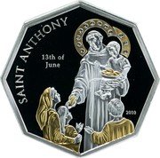Cook Islands 5 Dollars (Elizabeth II Saint Anthony) SAINT ANTHONY 13TH OF JUNE 2010 coin reverse