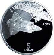 Cook Islands 5 Dollars (Space Shuttle Endeavour) 2005 5 DOLLARS ENDEAVOUR coin reverse Cook Islands 5 Dollars (Space Shuttle Endeavour) 2005 5 DOLLARS ENDEAVOUR coin reverse