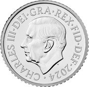 UK 5 Pence (Oak Branch) CHARLES III DEI GRA REX FID DEF 2024 MJ coin obverse UK 5 Pence (Oak Branch) CHARLES III DEI GRA REX FID DEF 2024 MJ coin obverse