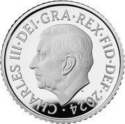 UK 5 Pence (Oak Branch) CHARLES III DEI GRA REX FID DEF 2024 MJ coin obverse UK 5 Pence (Oak Branch) CHARLES III DEI GRA REX FID DEF 2024 MJ coin obverse