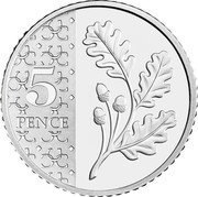 UK 5 Pence (Oak Branch) 5 PENCE coin reverse UK 5 Pence (Oak Branch) 5 PENCE coin reverse