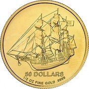 Cook Islands 50 Dollars Elizabeth II Bounty 2009  50 DOLLARS 1/2 OZ FINE GOLD .9999 coin reverse