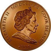 Cook Islands 500 Dollars Elizabeth II 30th Anniversary of the Concorde 2006  Proof ELIZABETH II 500 DOLLARS COOK ISLANDS 2006 coin obverse Cook Islands 500 Dollars Elizabeth II 30th Anniversary of the Concorde 2006  Proof ELIZABETH II 500 DOLLARS COOK ISLANDS 2006 coin obverse