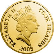 Cook Islands Four Dollars Dolphins by Lassen 2005 RDM ELIZABETH II COOK ISLANDS 2005 coin obverse Cook Islands Four Dollars Dolphins by Lassen 2005 RDM ELIZABETH II COOK ISLANDS 2005 coin obverse