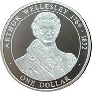 Cook Islands One Dollar Elizabeth II Arthur Wellesley 2005 Proof ARTHUR WELLESLEY 1769-1862 ONE DOLLAR coin reverse Cook Islands One Dollar Elizabeth II Arthur Wellesley 2005 Proof ARTHUR WELLESLEY 1769-1862 ONE DOLLAR coin reverse
