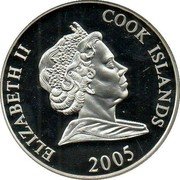 Cook Islands One Dollar Elizabeth II Horatio Nelson 2005 Proof ELIZABETH II COOK ISLANDS 2005 coin obverse Cook Islands One Dollar Elizabeth II Horatio Nelson 2005 Proof ELIZABETH II COOK ISLANDS 2005 coin obverse