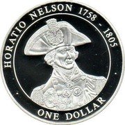 Cook Islands One Dollar Elizabeth II Horatio Nelson 2005 Proof HORATIO NELSON 1758 - 1805 ONE DOLLAR coin reverse Cook Islands One Dollar Elizabeth II Horatio Nelson 2005 Proof HORATIO NELSON 1758 - 1805 ONE DOLLAR coin reverse