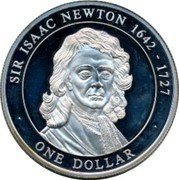 Cook Islands One Dollar Elizabeth II Sir Isaac Newton 2005 Proof SIR ISAAC NEWTON 1642 1727 ONE DOLLAR coin reverse Cook Islands One Dollar Elizabeth II Sir Isaac Newton 2005 Proof SIR ISAAC NEWTON 1642 1727 ONE DOLLAR coin reverse