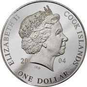 Cook Islands One Dollar Elizabeth II Vasco Da Gama 2004  Proof ELIZABETH II COOK ISLANDS 20 04 IRB ONE DOLLAR coin obverse Cook Islands One Dollar Elizabeth II Vasco Da Gama 2004  Proof ELIZABETH II COOK ISLANDS 20 04 IRB ONE DOLLAR coin obverse