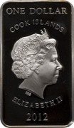 Cook Islands One Dollar Elizabeth II Year of the Dragon. Vertical 2012  Proof ONE DOLLAR COOK ISLANDS IRB ELIZABETH II 2012 coin obverse Cook Islands One Dollar Elizabeth II Year of the Dragon. Vertical 2012  Proof ONE DOLLAR COOK ISLANDS IRB ELIZABETH II 2012 coin obverse