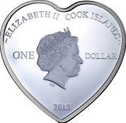 Cook Islands One Dollar (Elizabeth II Yours Always) ELIZABETH II COOK ISLANDS ONE DOLLAR IRB 2013 coin obverse Cook Islands One Dollar (Elizabeth II Yours Always) ELIZABETH II COOK ISLANDS ONE DOLLAR IRB 2013 coin obverse