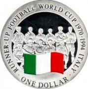 Cook Islands One Dollar Football World Cup.taly 2002 RUNNER-UP FOOTBALL WORLD CUP 1970 1994 ITALY ONE DOLLAR coin reverse
