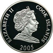 Cook Islands One Dollar Queen Elizabeth I 2005 Proof ELIZABETH II COOK ISLANDS 2005 coin obverse Cook Islands One Dollar Queen Elizabeth I 2005 Proof ELIZABETH II COOK ISLANDS 2005 coin obverse