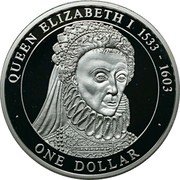 Cook Islands One Dollar Queen Elizabeth I 2005 Proof QUEEN ELIZABETH I 1533 1603 ONE DOLLAR coin reverse Cook Islands One Dollar Queen Elizabeth I 2005 Proof QUEEN ELIZABETH I 1533 1603 ONE DOLLAR coin reverse