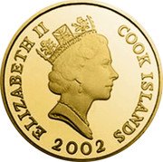 Cook Islands Ten Dollars Elizabeth II Dolphins 2002  ELIZABETH II COOK ISLANDS RDM 2002 coin obverse