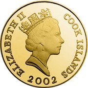 Cook Islands Twenty Dollars Dolphins by Lassen 2002 RDM ELIZABETH II COOK ISLANDS coin obverse