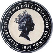 Cook Islands Two Dollars Elizabeth II The Sign of the Four 2007  Prooflike KM# 535 ELIZABETH II TWO DOLLARS COOK ISLANDS RDM 2007 coin obverse Cook Islands Two Dollars Elizabeth II The Sign of the Four 2007  Prooflike KM# 535 ELIZABETH II TWO DOLLARS COOK ISLANDS RDM 2007 coin obverse