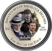 Cook Islands Two Dollars Elizabeth II The Sign of the Four 2007  Prooflike KM# 535 ADVENTURES OF SHERLOCK HOLMES 1OZ 999 SILVER THE SIGN OF THE FOUR coin reverse Cook Islands Two Dollars Elizabeth II The Sign of the Four 2007  Prooflike KM# 535 ADVENTURES OF SHERLOCK HOLMES 1OZ 999 SILVER THE SIGN OF THE FOUR coin reverse