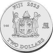 Fiji Two Dollars (Wolf) FIJI 2023 TWO DOLLARS 1 OZ .999 FINE SILVER coin obverse Fiji Two Dollars (Wolf) FIJI 2023 TWO DOLLARS 1 OZ .999 FINE SILVER coin obverse
