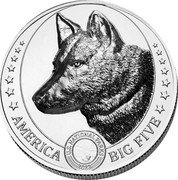 Fiji Two Dollars (Wolf) U.S. NATIONAL PARKS 2023 AMERICA BIG FIVE coin reverse Fiji Two Dollars (Wolf) U.S. NATIONAL PARKS 2023 AMERICA BIG FIVE coin reverse