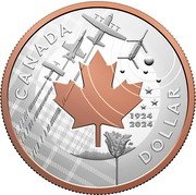 Canada 1 Dollar (100th Anniversary of the Royal Canadian Air Force. Gilded) CANADA DOLLAR 1924 2024 JB coin reverse Canada 1 Dollar (100th Anniversary of the Royal Canadian Air Force. Gilded) CANADA DOLLAR 1924 2024 JB coin reverse