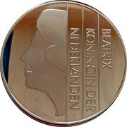 Netherlands 1 Gulden (Maxi-Gulden) BEATRIX KONINGIN DER NEDERLANDEN coin obverse Netherlands 1 Gulden (Maxi-Gulden) BEATRIX KONINGIN DER NEDERLANDEN coin obverse