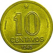 Brazil 10 Centavos Getulio Vargas. Without Marks 1945 KM# 555a.2 10 CENTAVOS 1946 coin reverse Brazil 10 Centavos Getulio Vargas. Without Marks 1945 KM# 555a.2 10 CENTAVOS 1946 coin reverse