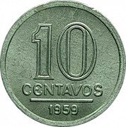 Brazil 10 Centavos National Arms 1959 KM# 564 10 CENTAVOS 1957 coin reverse Brazil 10 Centavos National Arms 1959 KM# 564 10 CENTAVOS 1957 coin reverse