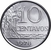 Brazil 10 Centavos Oil Refinery 1978 KM# 578.1a 10 CENTAVOS 1967 coin reverse Brazil 10 Centavos Oil Refinery 1978 KM# 578.1a 10 CENTAVOS 1967 coin reverse