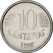 Brazil 10 Centavos Liberty 1995 KM# 633 10 CENTAVOS 1995 coin reverse Brazil 10 Centavos Liberty 1995 KM# 633 10 CENTAVOS 1995 coin reverse