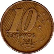 Brazil 10 Centavos Pedro I 2001 KM# 649.2 10 CENTAVOS 1998 coin reverse Brazil 10 Centavos Pedro I 2001 KM# 649.2 10 CENTAVOS 1998 coin reverse