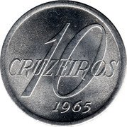 Brazil 10 Cruzeiros Map of Brazil 1965 KM# 572 10 CRUZEIROS 1965 coin reverse Brazil 10 Cruzeiros Map of Brazil 1965 KM# 572 10 CRUZEIROS 1965 coin reverse