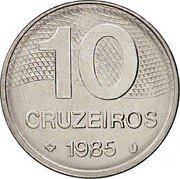Brazil 10 Cruzeiros Map of Brazil 1985 KM# 592.2 10 CRUZEIROS 1985 coin reverse Brazil 10 Cruzeiros Map of Brazil 1985 KM# 592.2 10 CRUZEIROS 1985 coin reverse
